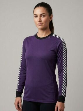 Helly Hanson Active Striped Crew Neck Purple Dry Fit Long Sleeves Women's Top